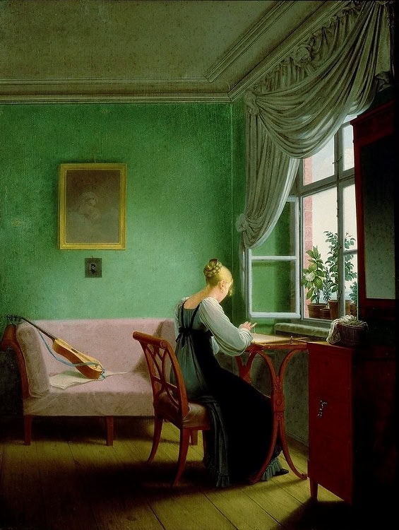 verde di scheele Embroidery Woman di Georg Friedrich Kersting