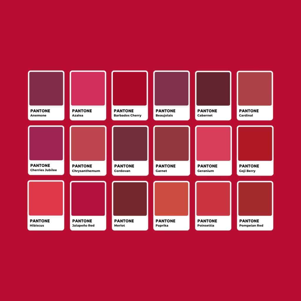 Tonalità di Rosso Pantone