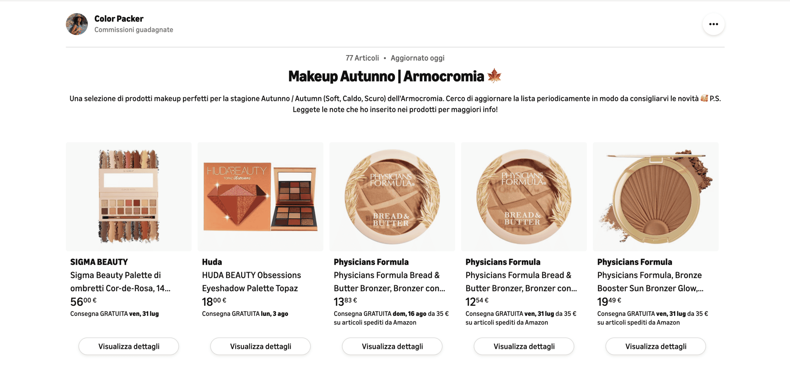 Prodotti Makeup Stagione Autunno Armocromia Palette