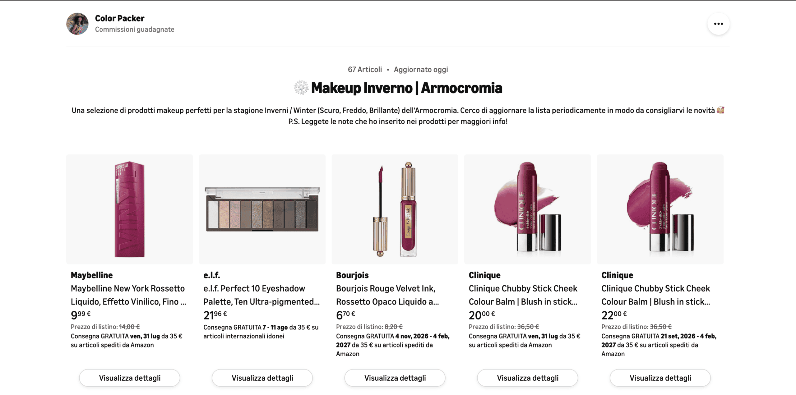 Prodotti Makeup Stagione Inverno Armocromia Palette